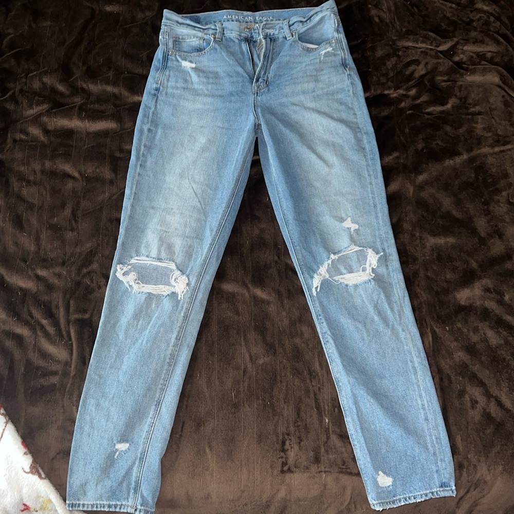 American Eagle x-long distressed mom jeans